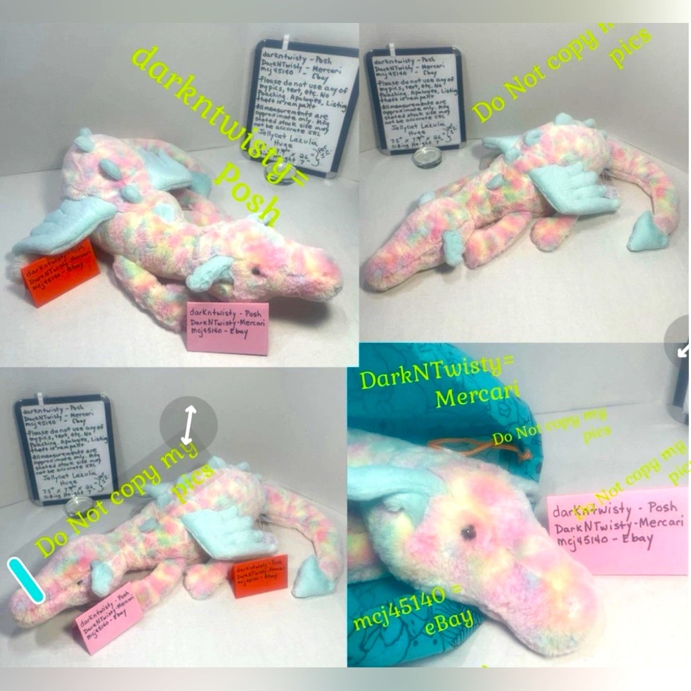 BNWT JellyCat HUGE Lazulia  Dragon MUCH BRIGHTER IRL RETIRED SIZE! AUTH RECEIPT - Picture 14 of 16